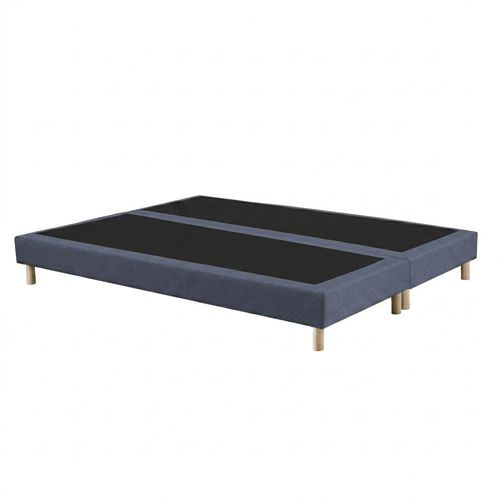 Sommier Tapissier à Lattes Fixes Bleu, Couchage Ferme, Soutien Optimal Dimensions - 2x90 X 200 Cm