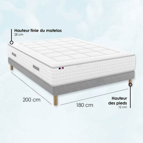Matelas Ressorts Accueil Mémoire De Forme H 28 Sommier 180x200