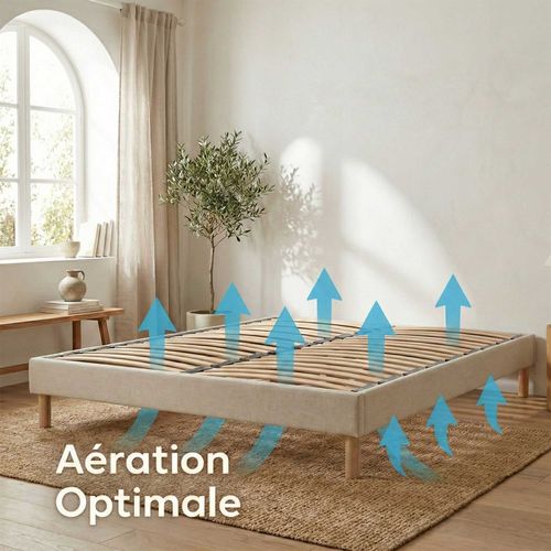 Ensemble Matelas Ressorts H24cm Sommier En Kit 140x200 Beige