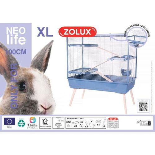 Cage À Lapins 3 Niveaux Néolife Rab2 Bleue 99x54x114 Cm