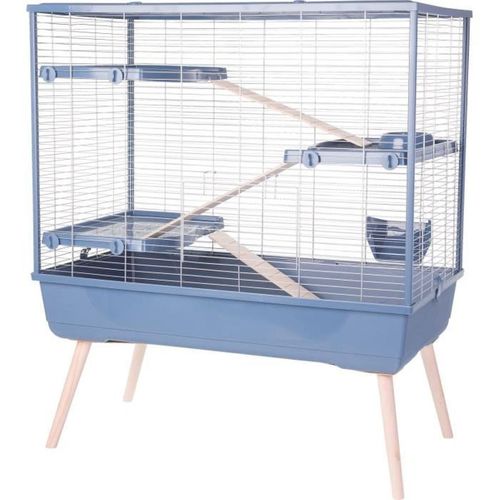 Cage À Lapins 3 Niveaux Néolife Rab2 Bleue 99x54x114 Cm
