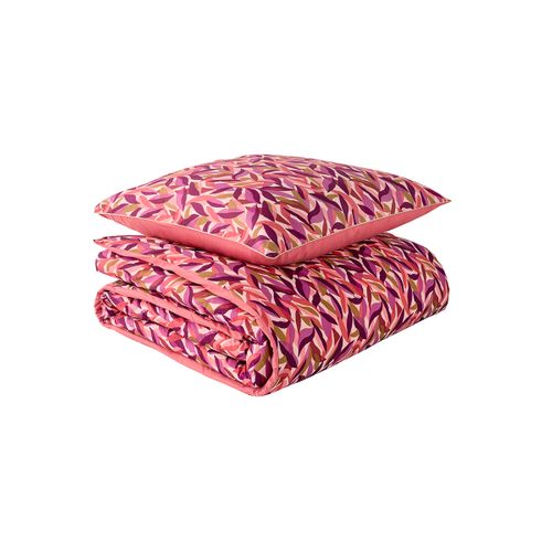 Parure De Lit Imprimée En Percale De Coton Rose 260x240
