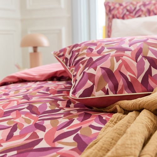 Parure De Lit Imprimée En Percale De Coton Rose 260x240