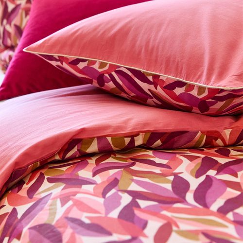 Parure De Lit Imprimée En Percale De Coton Rose 260x240