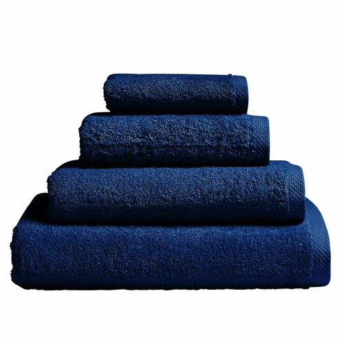 Serviette De Bain Unie En Coton Bleu Marine 55x100 Cm