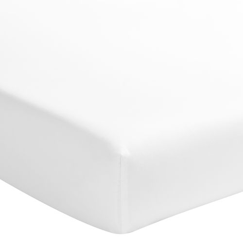 Drap Housse Uni En Satin De Coton Blanc 200x200