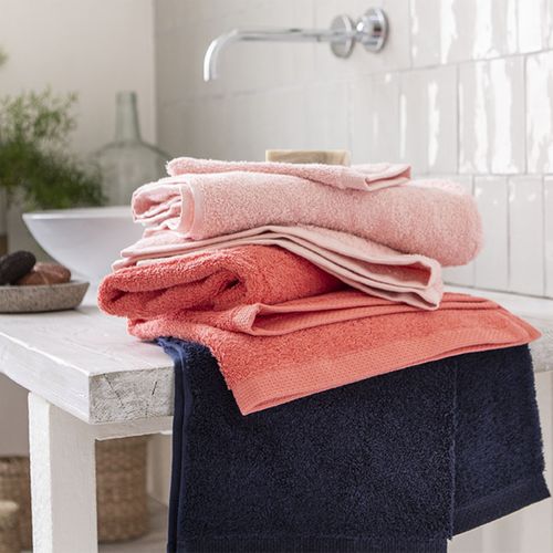 Serviette De Bain Uni En Coton Rose 55x100