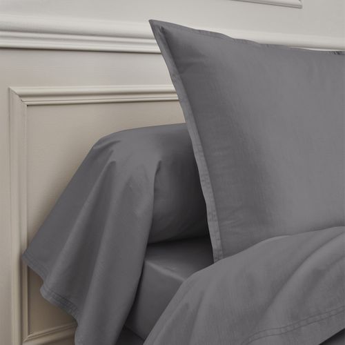 Drap Plat En Percale De Coton Gris 270x300