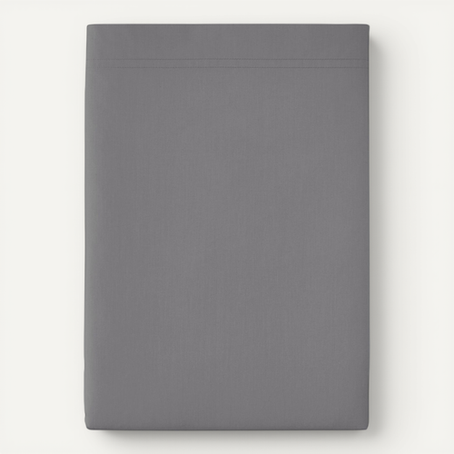 Drap Plat En Percale De Coton Gris 270x300