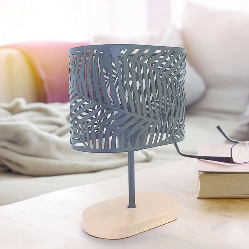 Lampe socle bois métal H.25 cm ASMARA Noire