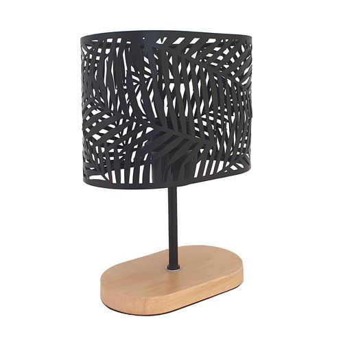 Lampe socle bois métal H.25 cm ASMARA Noire