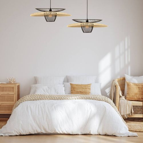 Suspension D. 61 cm SANAGA Noire et naturel vue d'ambiance 1