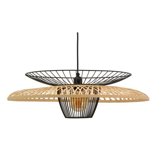 Suspension D. 61 cm SANAGA Noire et naturel vue de face