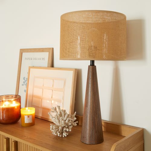 Lampe à poser H. 58 cm HONORINE Naturel et Marron