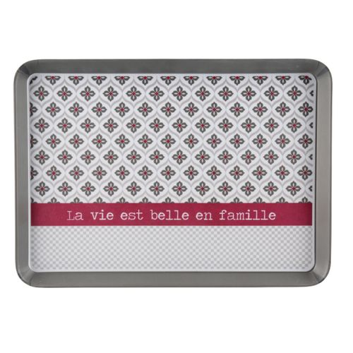 Plateau 30x22 cm  Gris / Blanc vue de face