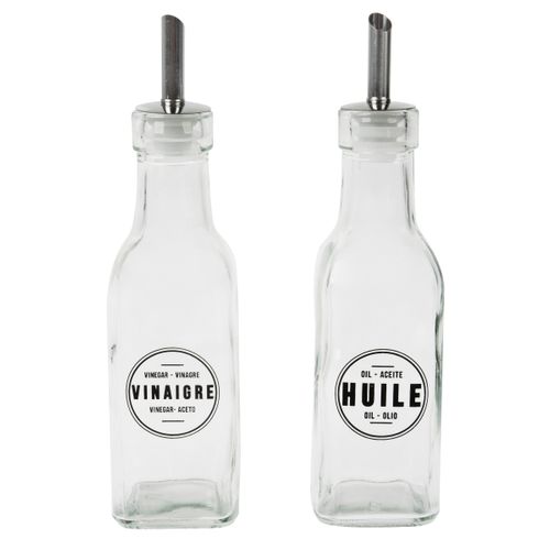 Lot de huilier et vinaigrier  Transparent vue de face