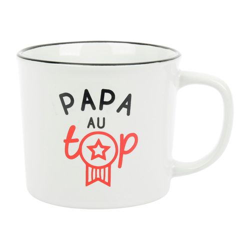 Mug 38 cl PAPA AU TOP Blanc vue de face