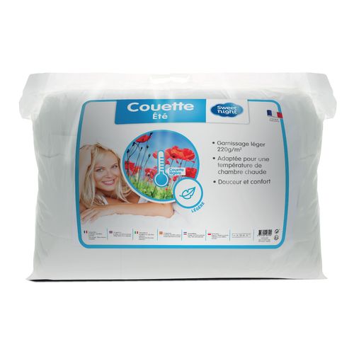 Couette Été 220g/m² - 220x240 Cm - Fine Et Légère - Confort - Lavable - Enveloppe 100% Microfibre