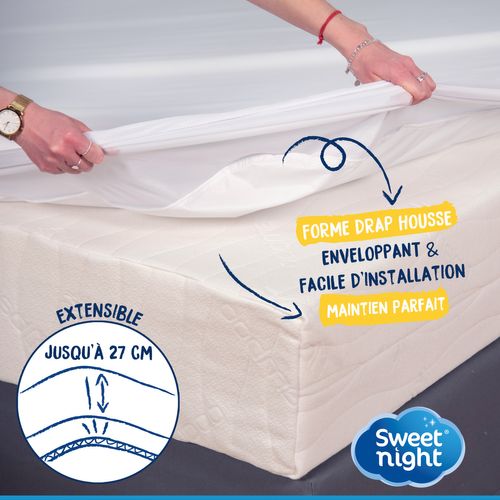 Protège Matelas 90x190 Cm - Alèse Imperméable Et Anti Acariens - Bouclette éponge Coton - Silencieux