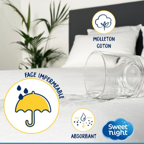 Protège Matelas 90x190 Cm - Alèse Imperméable Et Anti Acariens - Bouclette éponge Coton - Silencieux