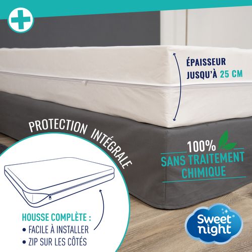 Housse Intégrale Matelas 90x190x25cm - Protège Matelas Anti-punaise De Lit Et Anti-acariens