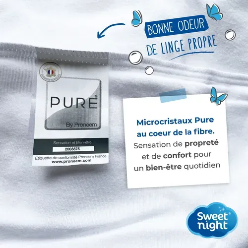 Protège Matelas 160x200 - Molleton 100% Coton - Senteur Linge Propre Aux Perles De Fleurs