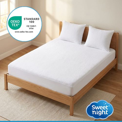 Lot Protection Literie : Protège-matelas 140x190 + 2 Taies D'oreiller 65x65 - Bouclette Coton Douce
