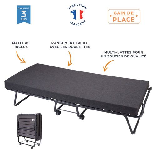 Lit Pliant Spécial Hôtellerie – 90x190 - 17 Lattes Bois - Gain De Place