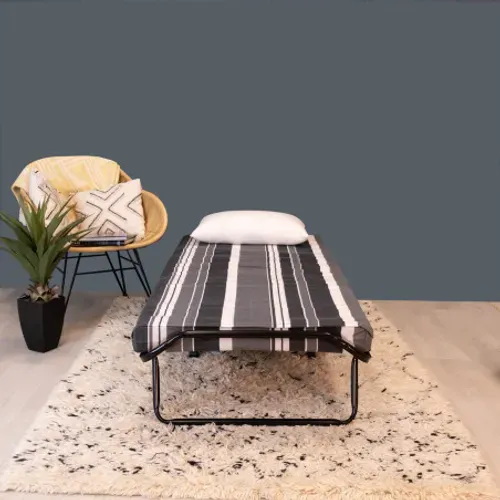 Lit Pliant M8 - 80x190 - Tissu Déco - Lattes Bois - Gain De Place
