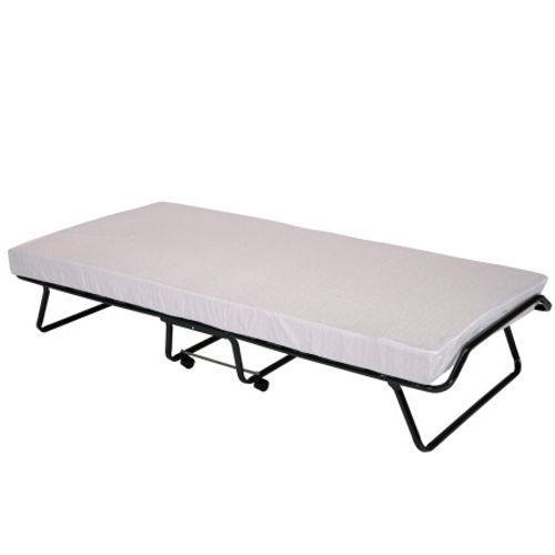 Lit Pliant M10 - 90x190 - Tissu Déco - 17 Lattes Bois - Gain De Place