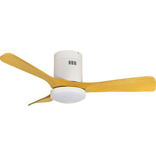 Ventilateur De Plafond Connecté + éclairage D.105 Cm - Blanc Et Bois - Voltman