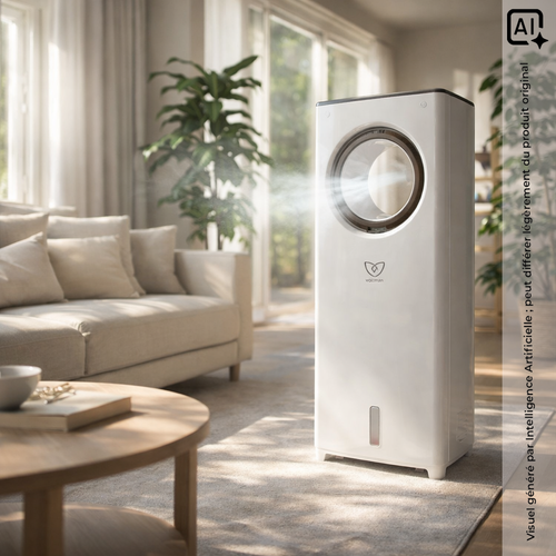 Rafraîchisseur D'air 4en1 Humidificateur Et Purificateur - 80w - Blanc - Réservoir 2l - Voltman