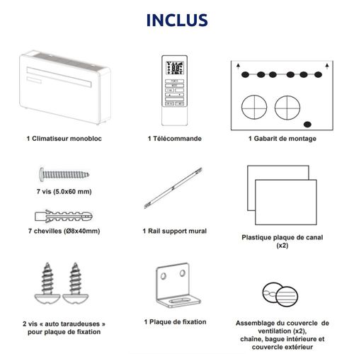 Climatiseur Connecté Monobloc 10000 Btu - 2,93kw - 36 M² - Inverter Réversible Blanc - Classe A