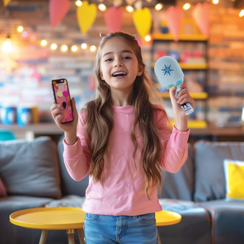 Karaoke Microphone Bluetooth/sans Fil La Reine Des Neiges Avec Effets Sonores Et Lumineux
