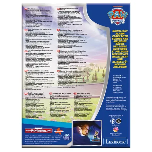 Radio réveil Pat'Patrouille LEXIBOOK RL800PA2 vue détaillée
