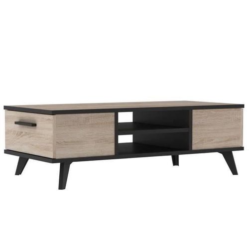 Ensemble Meuble TV + Table Basse + Buffet Wayne - Mélaminé - Chêne Brossé Et Noir