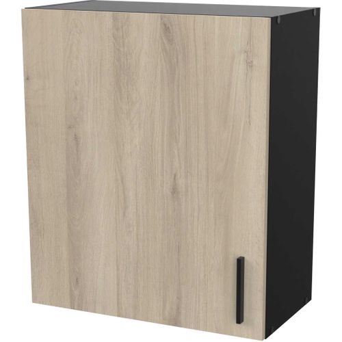 Meuble Haut 1 Porte 60 Cm Origan Noir Et Bois
