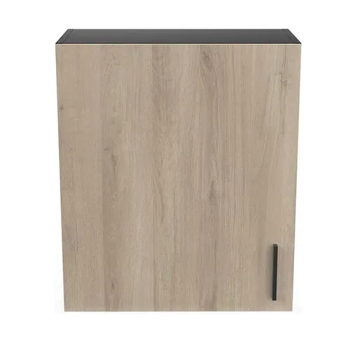 Meuble Haut 1 Porte 60 Cm Origan Noir Et Bois