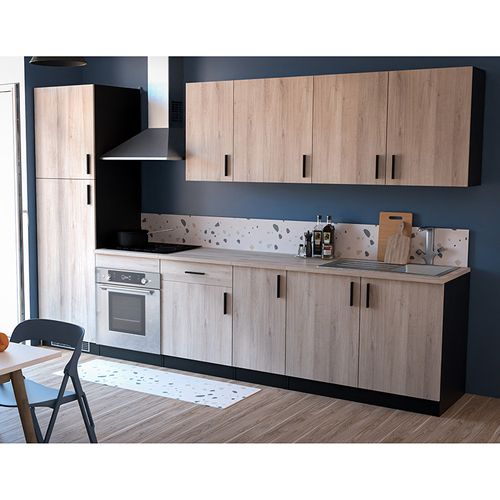 Meuble Haut 1 Porte 60 Cm Origan Noir Et Bois
