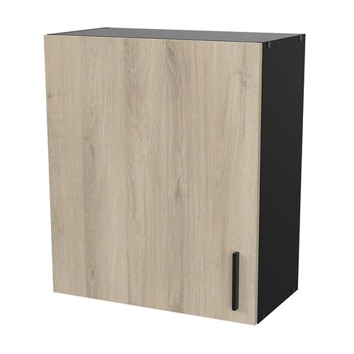 Meuble Haut 1 Porte 60 Cm Origan Noir Et Bois