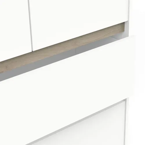 Armoire De Chambre - Clyde - Chene Kronberg / Blanc - 4 Portes - 138,2 X 50 X 220,5 Cm