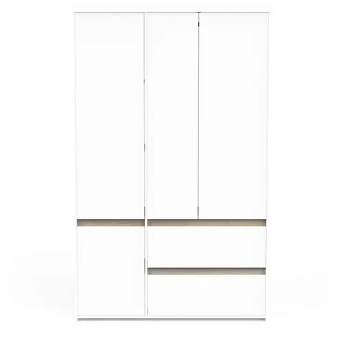 Armoire De Chambre - Clyde - Chene Kronberg / Blanc - 4 Portes - 138,2 X 50 X 220,5 Cm