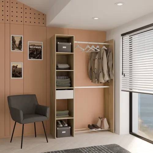 Kit dressing CALIFORNIE imitation chêne et blanc vue d'ambiance 1