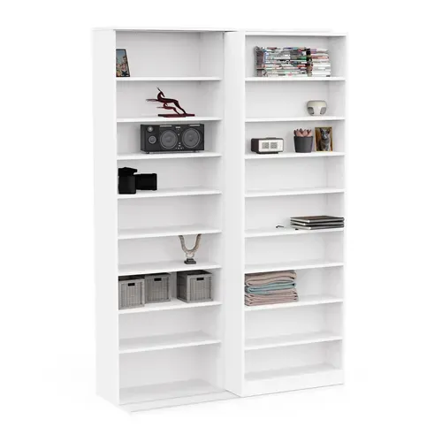 Bibliothèque avec rangement coulissant TIAGO blanc