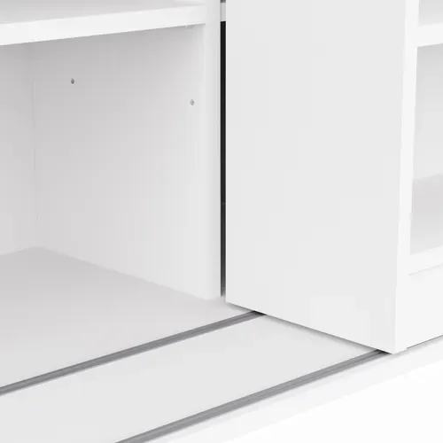 Bibliothèque avec rangement coulissant TIAGO blanc vue détaillée