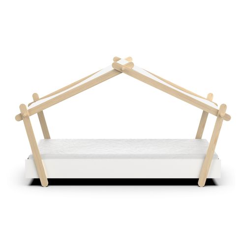 Lit cabane 90x200 cm MANOA blanc et bois