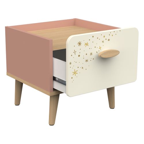 Chevet 1 tiroir SUZIE Rose et créme