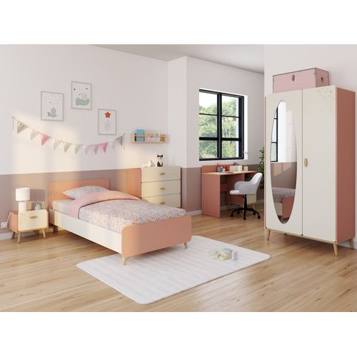 Lit 90x190 cm SUZIE Rose et créme