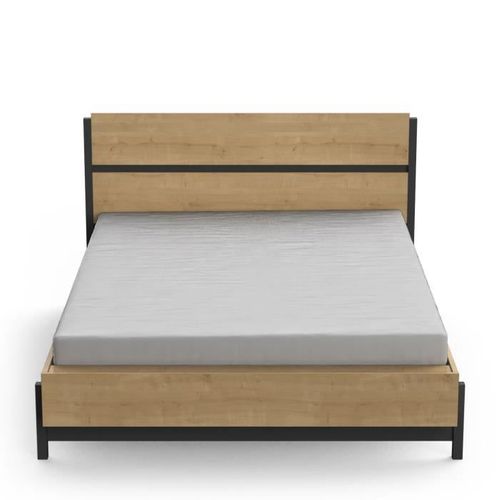 Lit 140x190 cm CLEMENT imitation chêne et noir