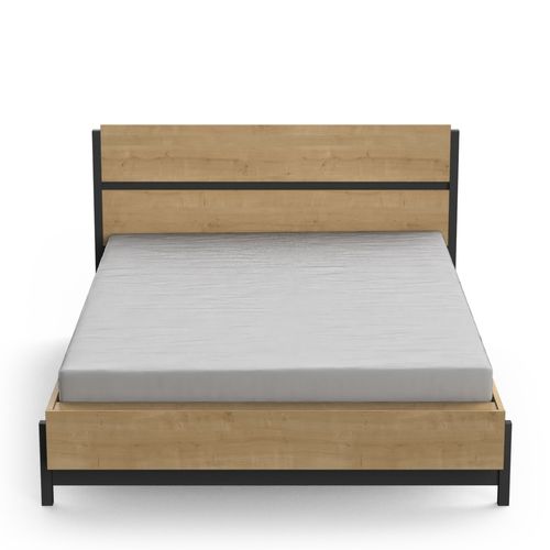 Lit 140x190 cm CLEMENT imitation chêne et noir